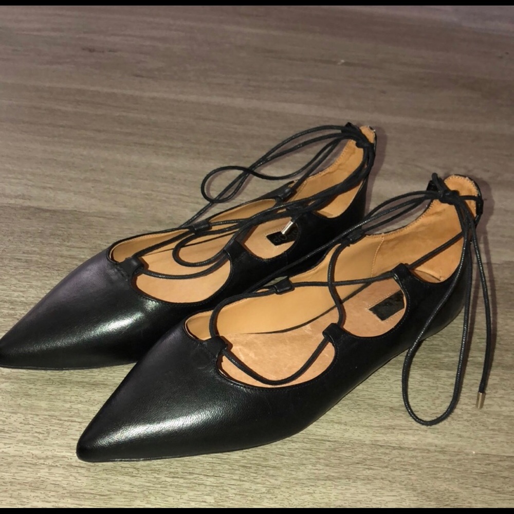 Topshop leather lace up flats